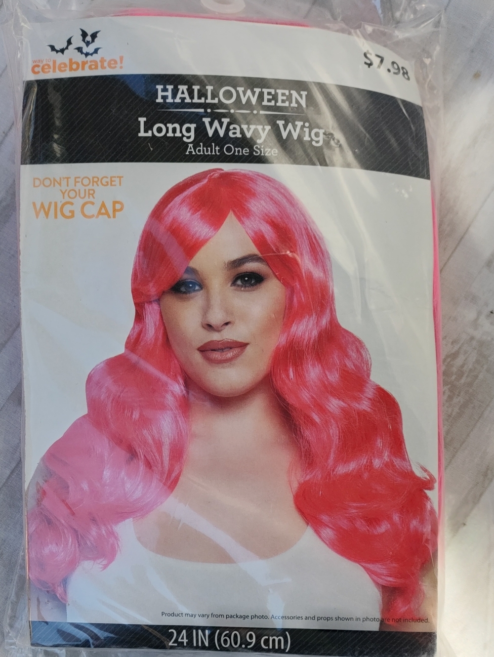 Celebrate! Long Wavy Pink Halloween Wig – Adult One Size